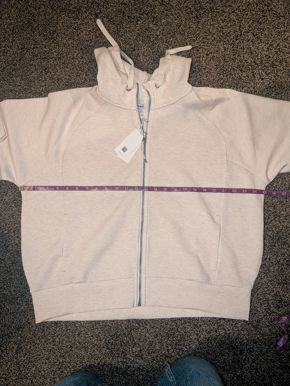 SPANX Air Essentials Women's Cream Full-Zip Hooded Sweatshirt - Picture 6 of 6